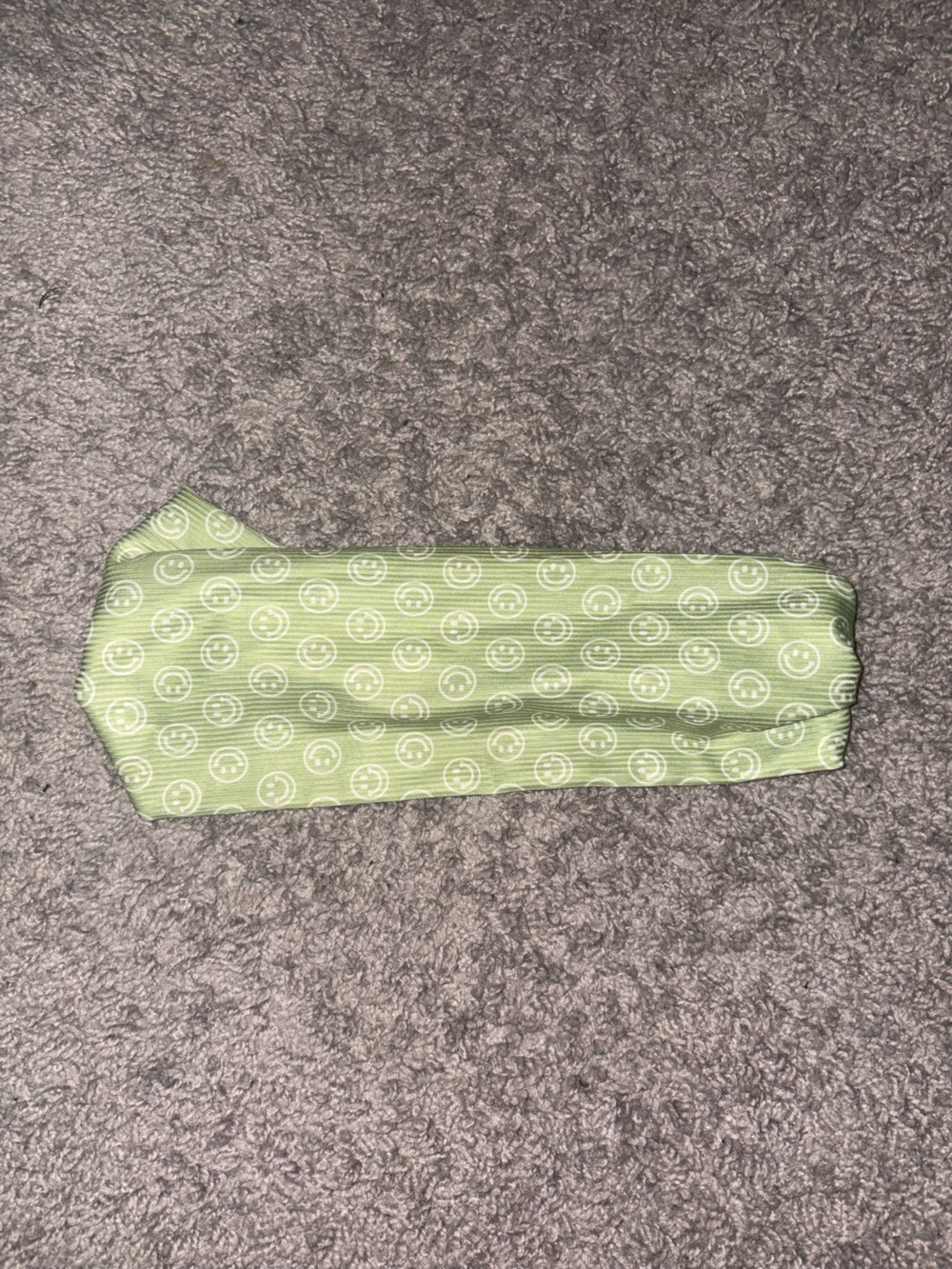 Green Smiley-Print Stretch Headband